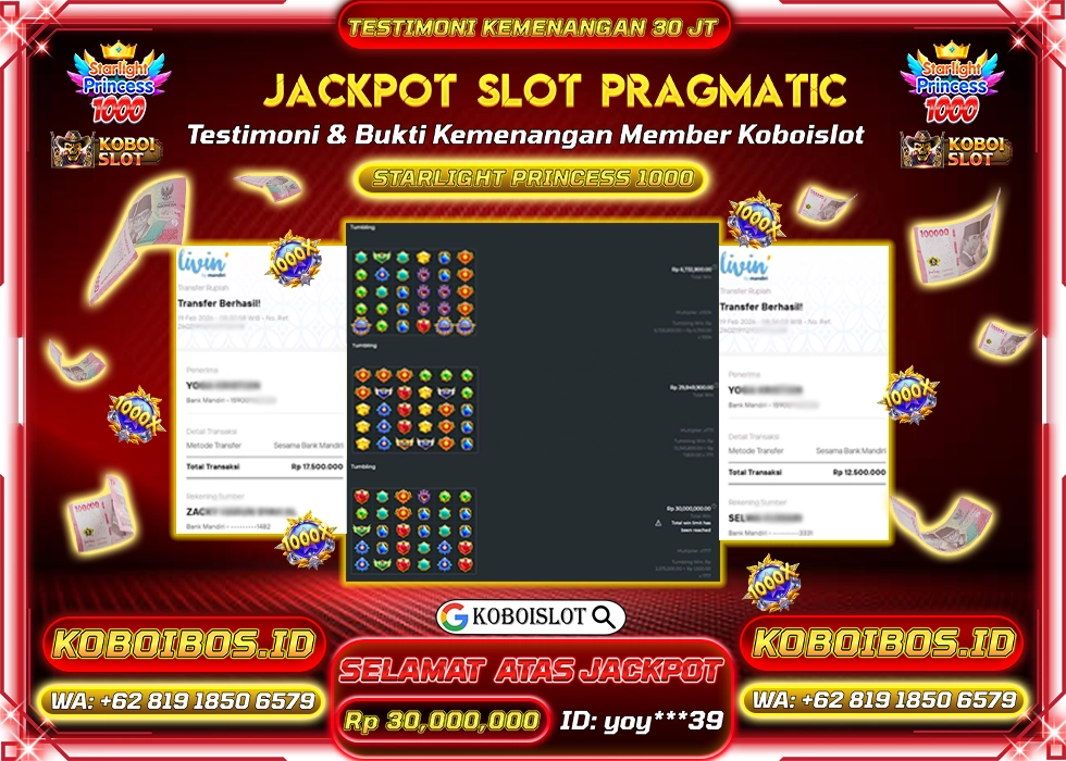 BUKTI KEMENANGAN ID yoy***39 SLOT GACOR STARLIGHT PRINCESS 1000 Rp30.000.000,- LUNAS